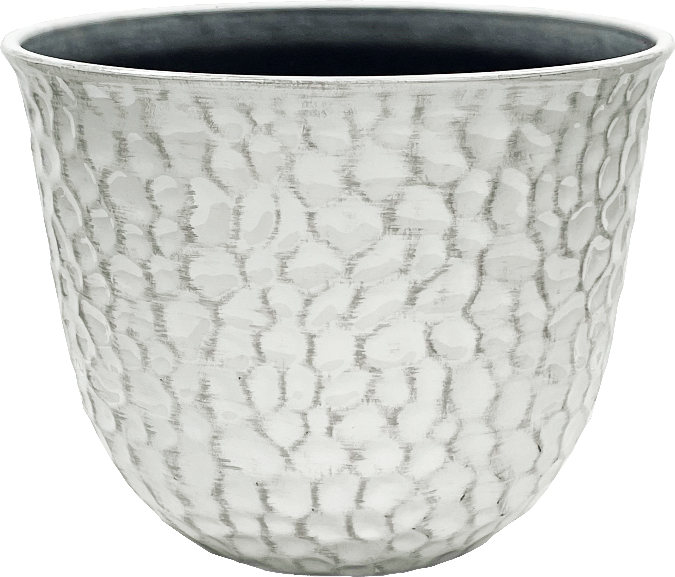 8 Inch Hammered Round Planter White – 12 per case