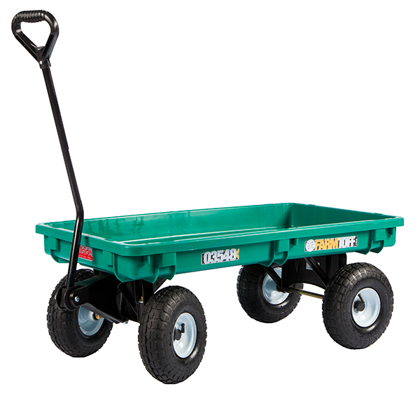 Plastic Deck Wagon with Flat Free Pneumatic Tires - 24" x 38"