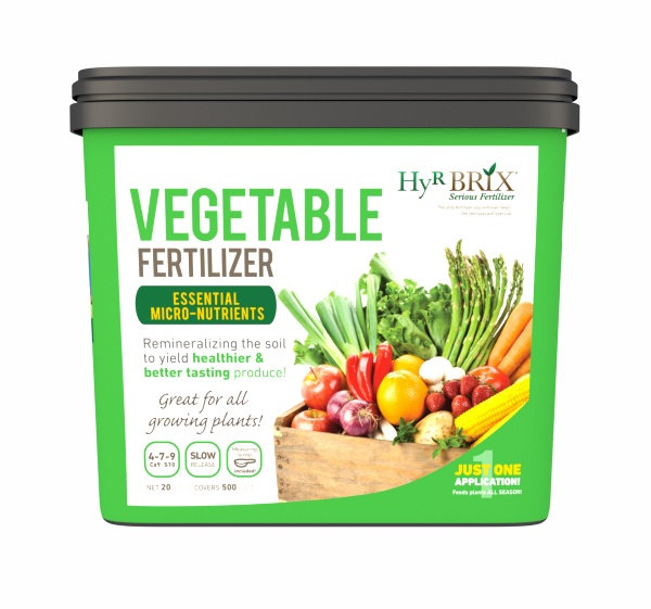 HyR BRIX® Vegetable Fertilizer 4-7-9 + Ca9 + S10 - 20lb Pail - 68 per pallet